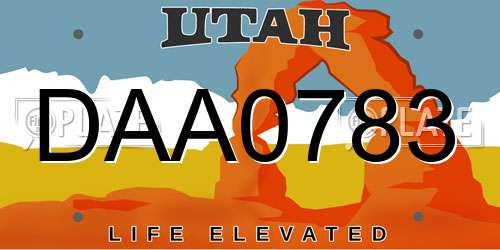 DAA0783 Utah License Plate