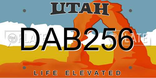 DAB256 Utah License Plate