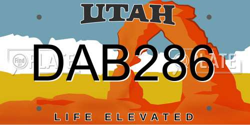 DAB286 Utah License Plate