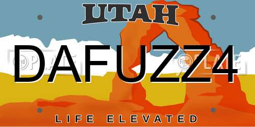 DAFUZZ4 Utah License Plate