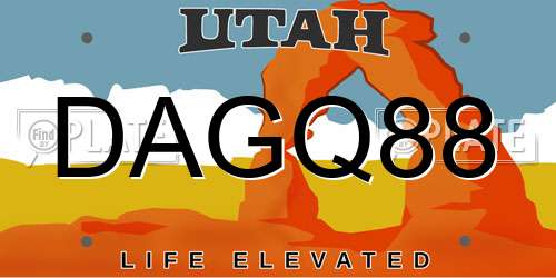 DAGQ88 Utah License Plate