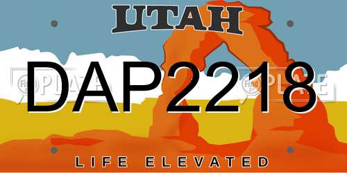 DAP2218 Utah License Plate