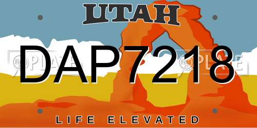 DAP7218 Utah License Plate