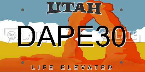 DAPE30 Utah License Plate