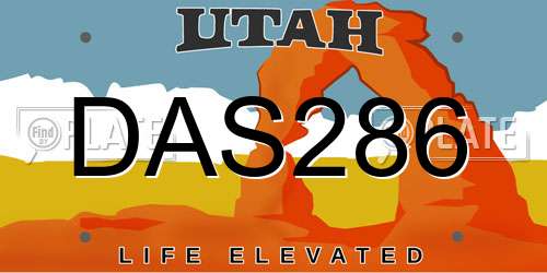 DAS286 Utah License Plate