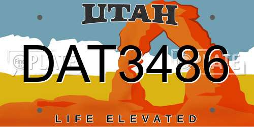 DAT3486 Utah License Plate