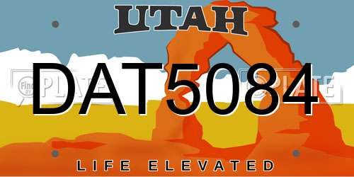 DAT5084 Utah License Plate