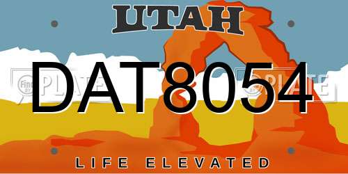DAT8054 Utah License Plate