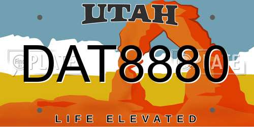 DAT8880 Utah License Plate