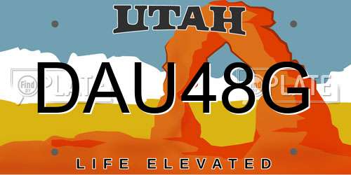 DAU48G Utah License Plate
