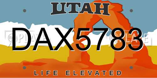 DAX5783 Utah License Plate