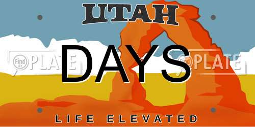 DAYS Utah License Plate