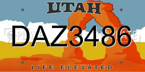 DAZ3486 Utah License Plate