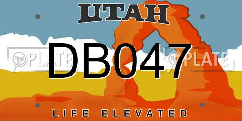 DB047 Utah License Plate