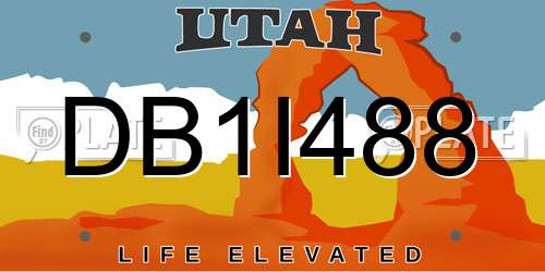 DB1I488 Utah License Plate