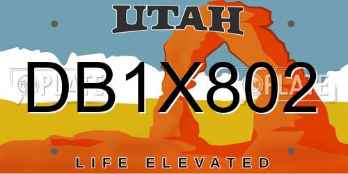 DB1X802 Utah License Plate