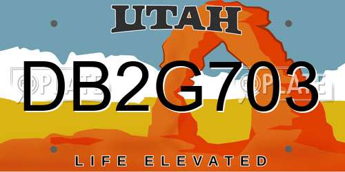 DB2G703 Utah License Plate