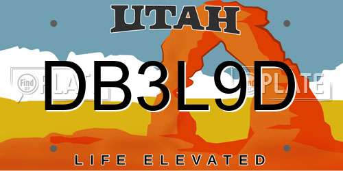 DB3L9D Utah License Plate