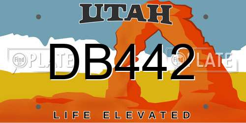 DB442 Utah License Plate