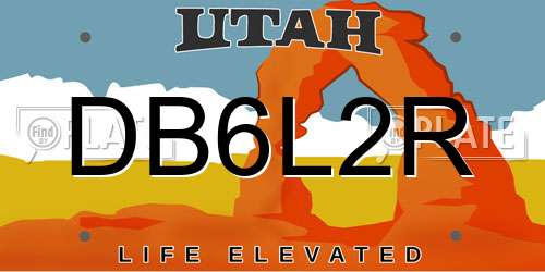 DB6L2R Utah License Plate