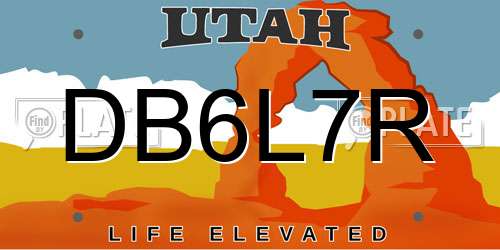 DB6L7R Utah License Plate