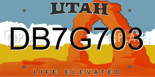 DB7G703 Utah License Plate