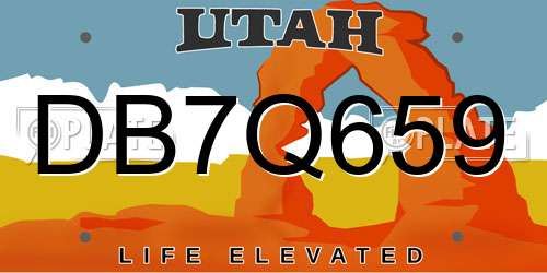 DB7Q659 Utah License Plate