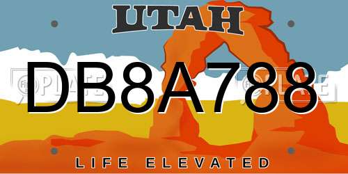 DB8A788 Utah License Plate