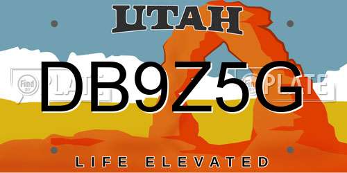 DB9Z5G Utah License Plate