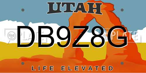DB9Z8G Utah License Plate