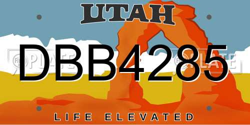 DBB4285 Utah License Plate