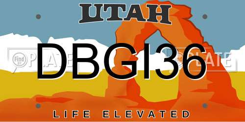 DBGI36 Utah License Plate