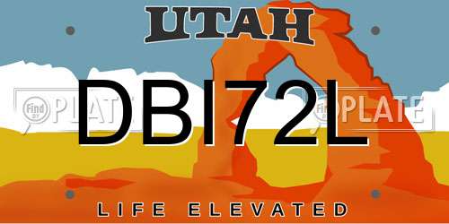 DBI72L Utah License Plate