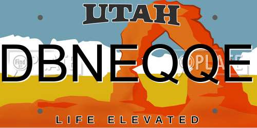 DBNEQQE Utah License Plate