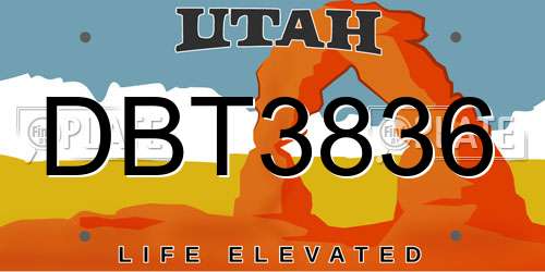 DBT3836 Utah License Plate