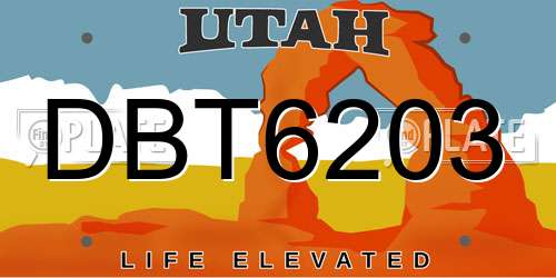 DBT6203 Utah License Plate