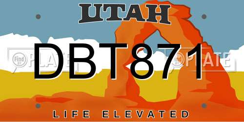DBT871 Utah License Plate