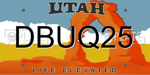DBUQ25 Utah License Plate