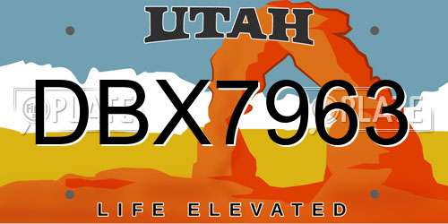 DBX7963 Utah License Plate