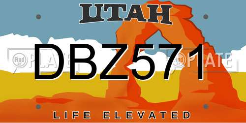 DBZ571 Utah License Plate