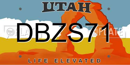 DBZS71 Utah License Plate