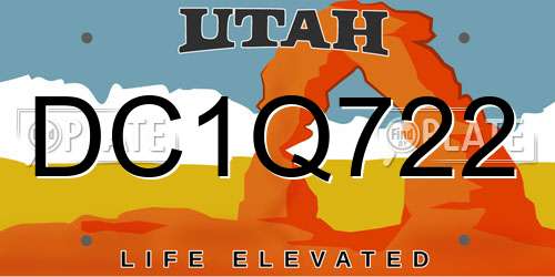 DC1Q722 Utah License Plate