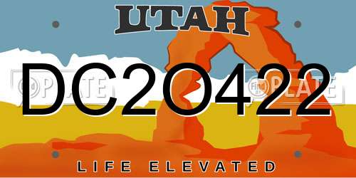 DC2O422 Utah License Plate