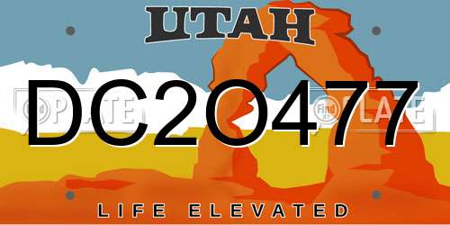 DC2O477 Utah License Plate