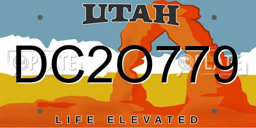DC2O779 Utah License Plate