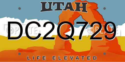 DC2Q729 Utah License Plate