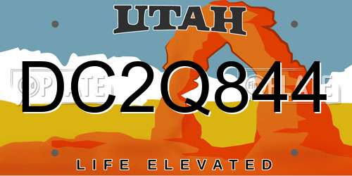 DC2Q844 Utah License Plate