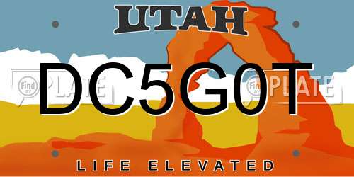 DC5G0T Utah License Plate