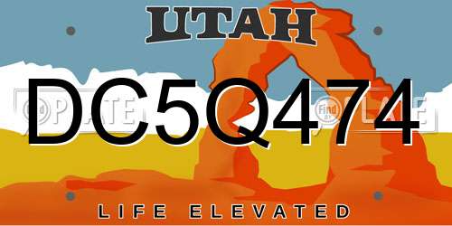 DC5Q474 Utah License Plate