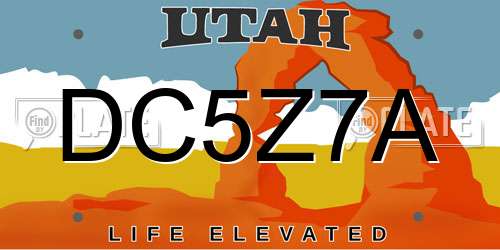 DC5Z7A Utah License Plate